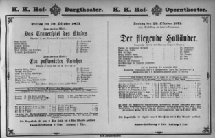 Theaterzettel (Oper und Burgtheater in Wien) 18751029 Seite: 1