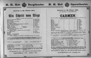 Theaterzettel (Oper und Burgtheater in Wien) 18751030 Seite: 1