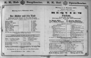 Theaterzettel (Oper und Burgtheater in Wien) 18751101 Seite: 1