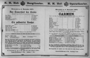 Theaterzettel (Oper und Burgtheater in Wien) 18751103 Seite: 1