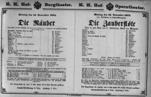 Theaterzettel (Oper und Burgtheater in Wien) 18751115 Seite: 1