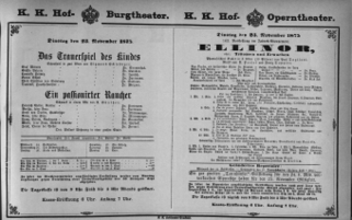 Theaterzettel (Oper und Burgtheater in Wien) 18751123 Seite: 1