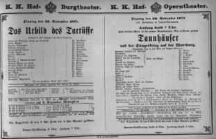 Theaterzettel (Oper und Burgtheater in Wien) 18751130 Seite: 1