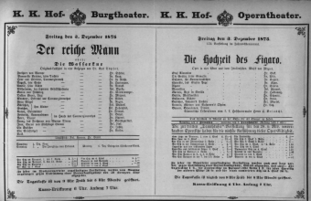 Theaterzettel (Oper und Burgtheater in Wien) 18751203 Seite: 1