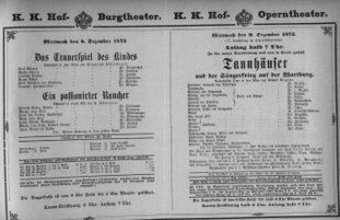Theaterzettel (Oper und Burgtheater in Wien) 18751208 Seite: 1