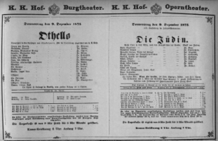 Theaterzettel (Oper und Burgtheater in Wien) 18751209 Seite: 1