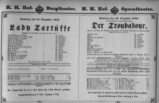 Theaterzettel (Oper und Burgtheater in Wien) 18751211 Seite: 1