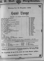 Theaterzettel (Oper und Burgtheater in Wien) 18751213 Seite: 1