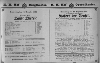 Theaterzettel (Oper und Burgtheater in Wien) 18751216 Seite: 1