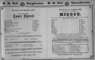 Theaterzettel (Oper und Burgtheater in Wien) 18751217 Seite: 1