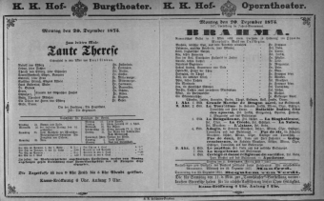 Theaterzettel (Oper und Burgtheater in Wien) 18751220 Seite: 1