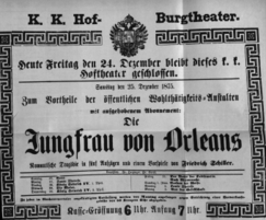 Theaterzettel (Oper und Burgtheater in Wien) 18751224 Seite: 1