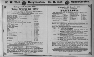 Theaterzettel (Oper und Burgtheater in Wien) 18751228 Seite: 1