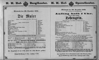 Theaterzettel (Oper und Burgtheater in Wien) 18751229 Seite: 1