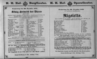 Theaterzettel (Oper und Burgtheater in Wien) 18751230 Seite: 1