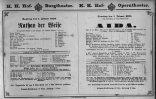 Theaterzettel (Oper und Burgtheater in Wien) 18760101 Seite: 1