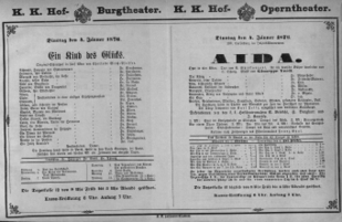 Theaterzettel (Oper und Burgtheater in Wien) 18760104 Seite: 1