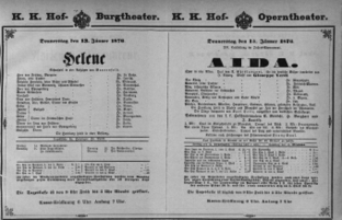 Theaterzettel (Oper und Burgtheater in Wien) 18760113 Seite: 1