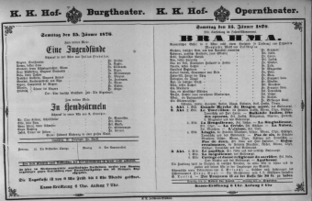 Theaterzettel (Oper und Burgtheater in Wien) 18760115 Seite: 1