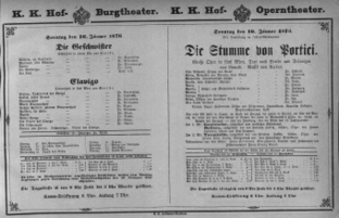 Theaterzettel (Oper und Burgtheater in Wien) 18760116 Seite: 1