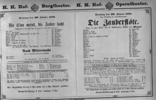 Theaterzettel (Oper und Burgtheater in Wien) 18760130 Seite: 1