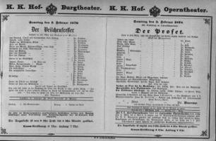 Theaterzettel (Oper und Burgtheater in Wien) 18760205 Seite: 1
