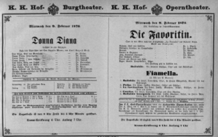 Theaterzettel (Oper und Burgtheater in Wien) 18760209 Seite: 1