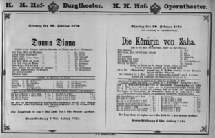 Theaterzettel (Oper und Burgtheater in Wien) 18760220 Seite: 1