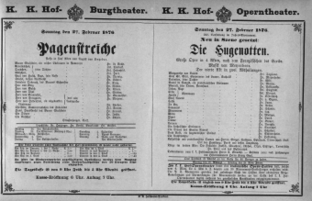 Theaterzettel (Oper und Burgtheater in Wien) 18760227 Seite: 1