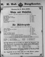 Theaterzettel (Oper und Burgtheater in Wien) 18760307 Seite: 1