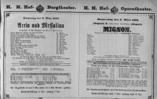Theaterzettel (Oper und Burgtheater in Wien) 18760309 Seite: 1