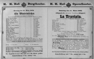 Theaterzettel (Oper und Burgtheater in Wien) 18760311 Seite: 1