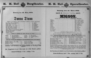 Theaterzettel (Oper und Burgtheater in Wien) 18760312 Seite: 1