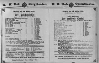 Theaterzettel (Oper und Burgtheater in Wien) 18760313 Seite: 1