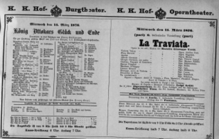 Theaterzettel (Oper und Burgtheater in Wien) 18760315 Seite: 1