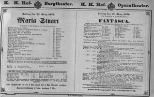Theaterzettel (Oper und Burgtheater in Wien) 18760317 Seite: 1