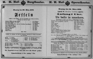 Theaterzettel (Oper und Burgtheater in Wien) 18760320 Seite: 1