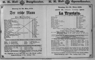 Theaterzettel (Oper und Burgtheater in Wien) 18760326 Seite: 1