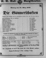 Theaterzettel (Oper und Burgtheater in Wien) 18760327 Seite: 1