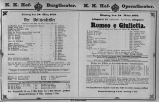 Theaterzettel (Oper und Burgtheater in Wien) 18760328 Seite: 1