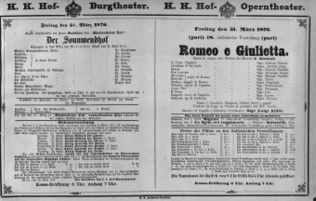Theaterzettel (Oper und Burgtheater in Wien) 18760331 Seite: 1