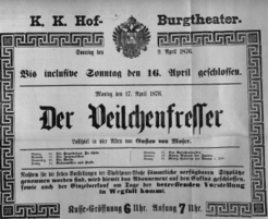 Theaterzettel (Oper und Burgtheater in Wien) 18760409 Seite: 1