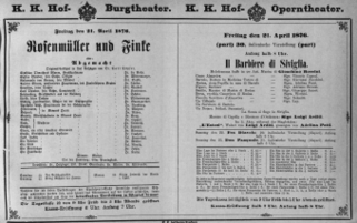 Theaterzettel (Oper und Burgtheater in Wien) 18760421 Seite: 1