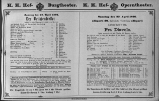 Theaterzettel (Oper und Burgtheater in Wien) 18760422 Seite: 1