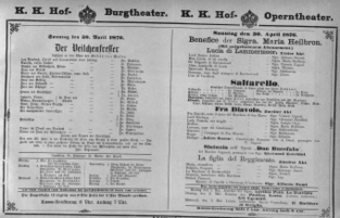 Theaterzettel (Oper und Burgtheater in Wien) 18760430 Seite: 1