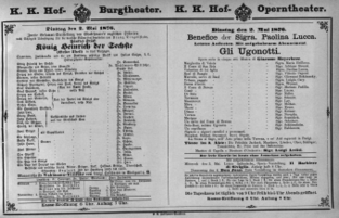 Theaterzettel (Oper und Burgtheater in Wien) 18760502 Seite: 1