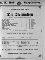 Theaterzettel (Oper und Burgtheater in Wien) 18760505 Seite: 1