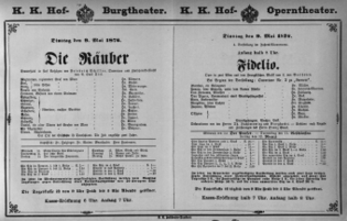Theaterzettel (Oper und Burgtheater in Wien) 18760509 Seite: 1