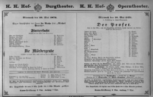 Theaterzettel (Oper und Burgtheater in Wien) 18760510 Seite: 1