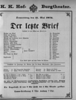 Theaterzettel (Oper und Burgtheater in Wien) 18760511 Seite: 1